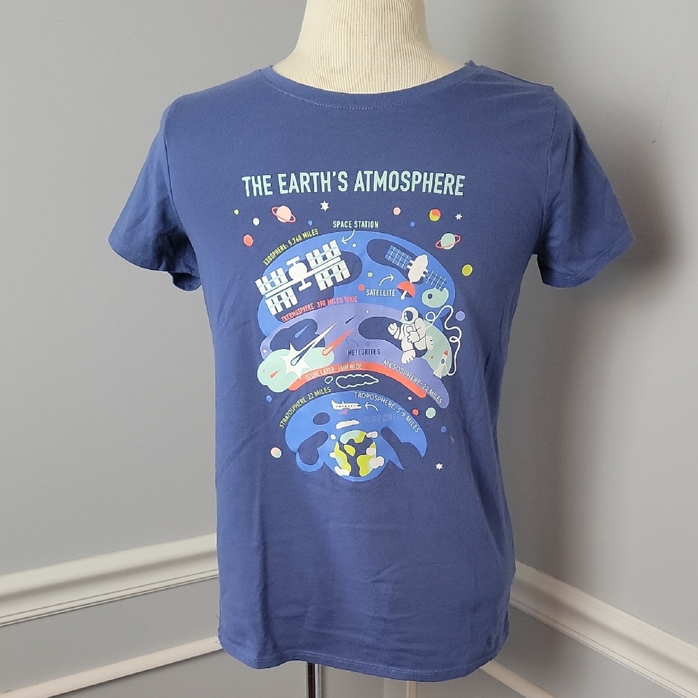 CAT & JACK Blue Outer Space Astronaut Graphic Crew Neck Short Sleeve T-Shirt XL